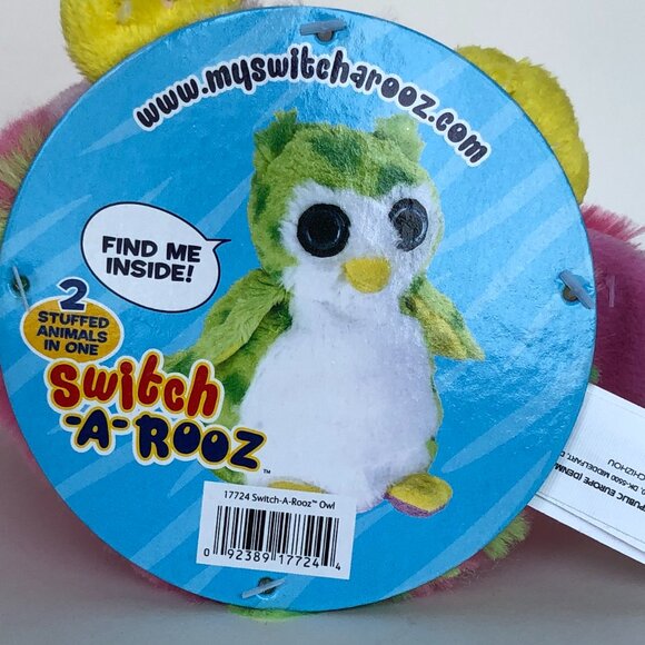 🔥3 For $20🔥New w/Tag Owls Reversible Plush Pink/Green Switch-A-Rooz 8" (20 cm) - Picture 14 of 16
